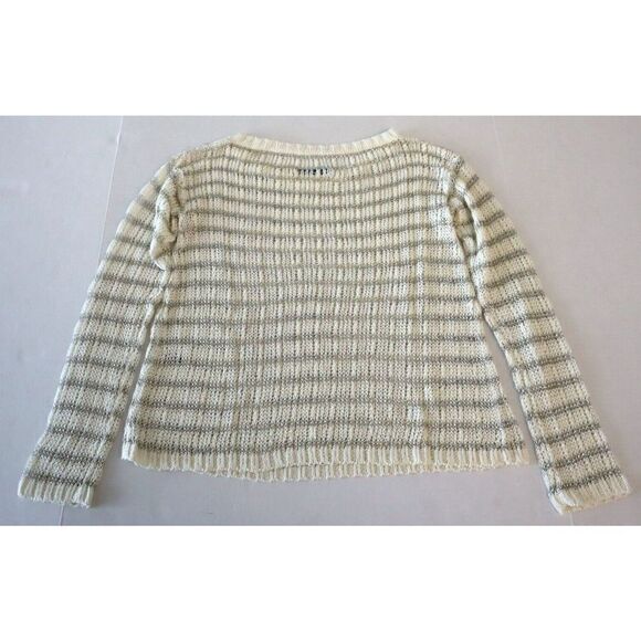 Alice + Olivia Womens Sz XS Cream/Silver Metallic Stripe Ethan Boxy Sweater $297 - Picture 2 of 10